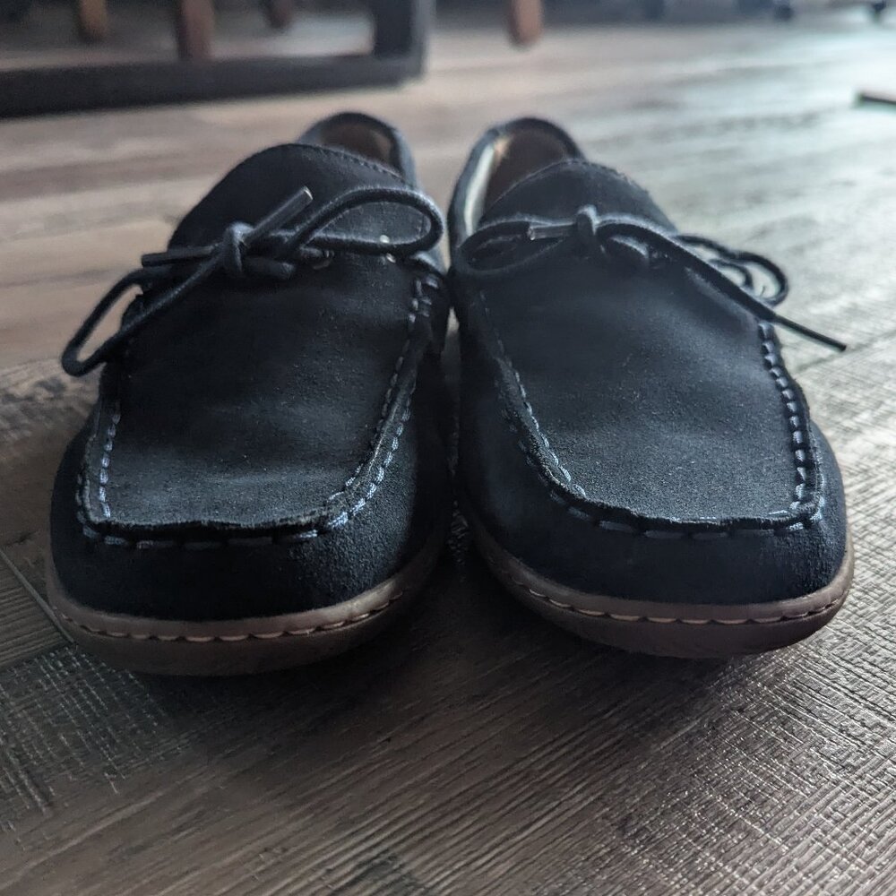 Clarks Mens Saltash Edge Suede Leather Navy Bleu Marine Moccasin Boat Shoes 8 - Picture 3 of 10